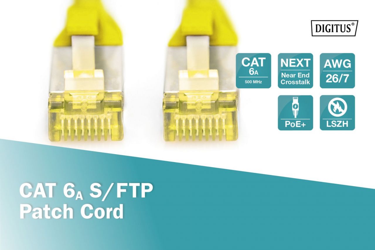 Digitus CAT6A S-FTP Patch Cable 0,5m Yellow