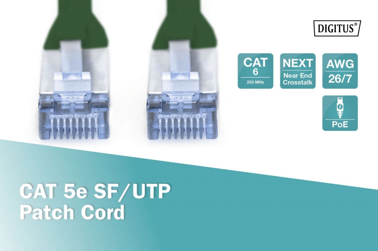 Digitus CAT5e SF-UTP Patch Cable 0,5m Green