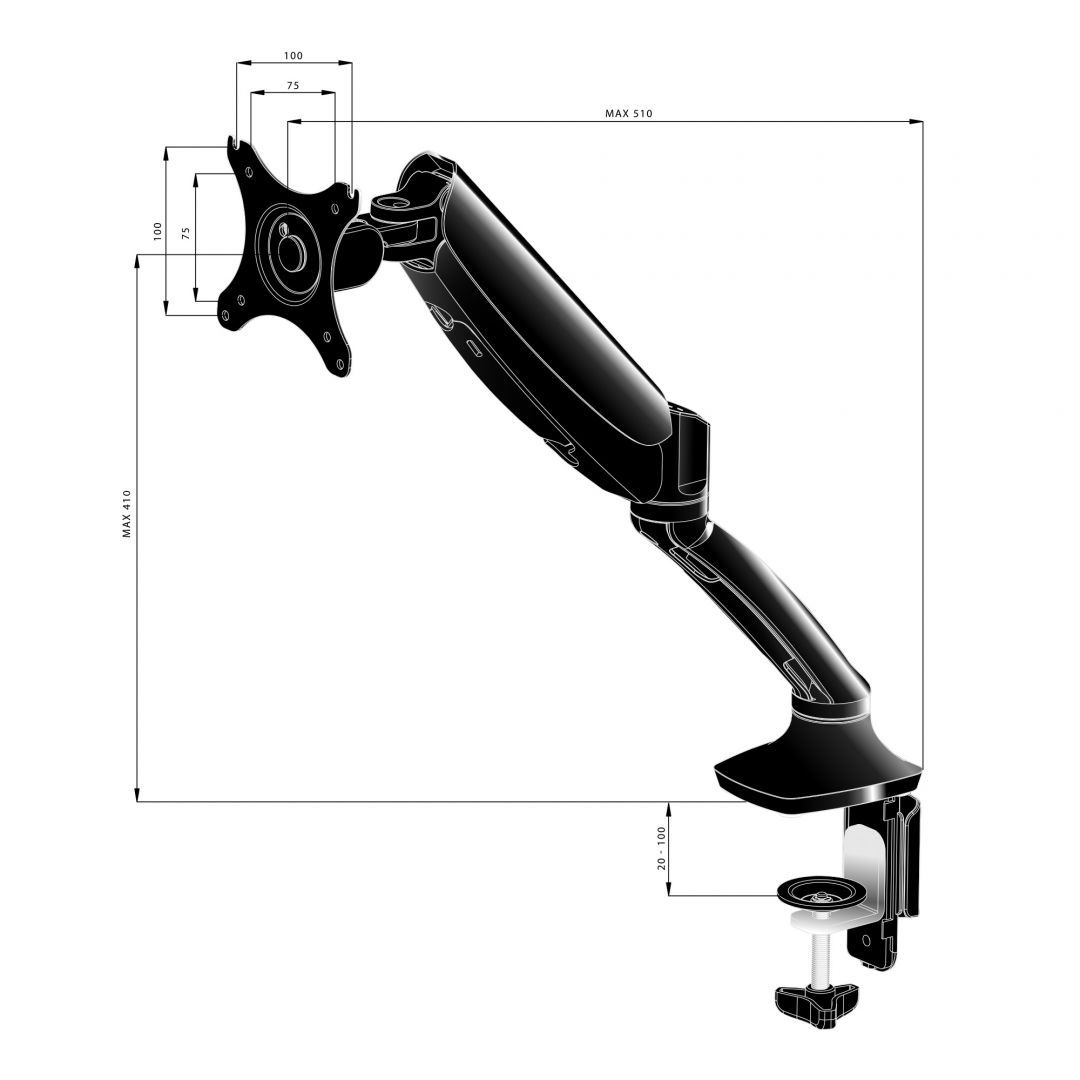 iiyama DS3001C-B1 Sleek And Stylish Single Gas Spring Monitor Arm Black