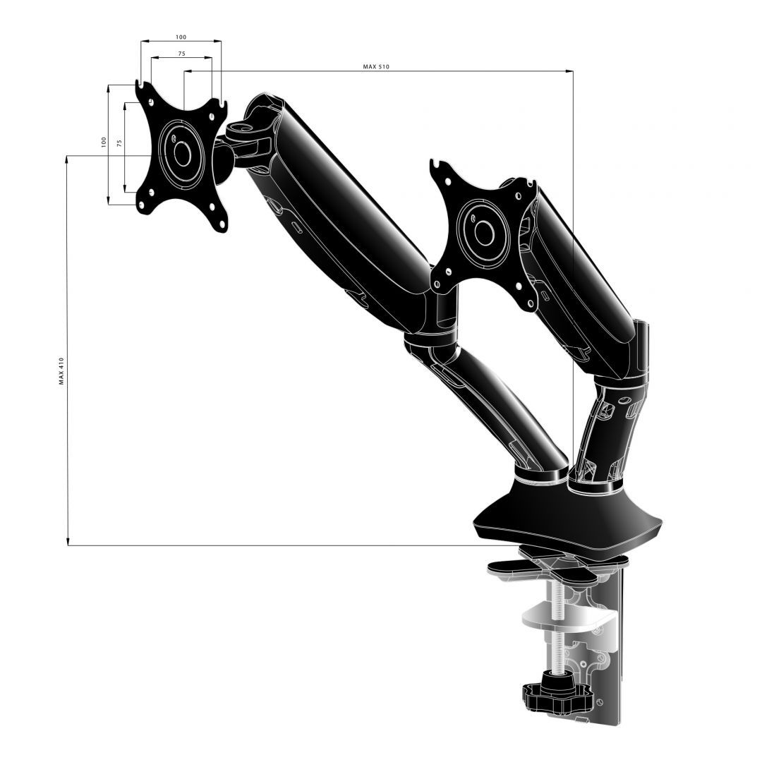 iiyama DS3002C-B1 Sleek And Stylish Dual Gas Spring Arm Black