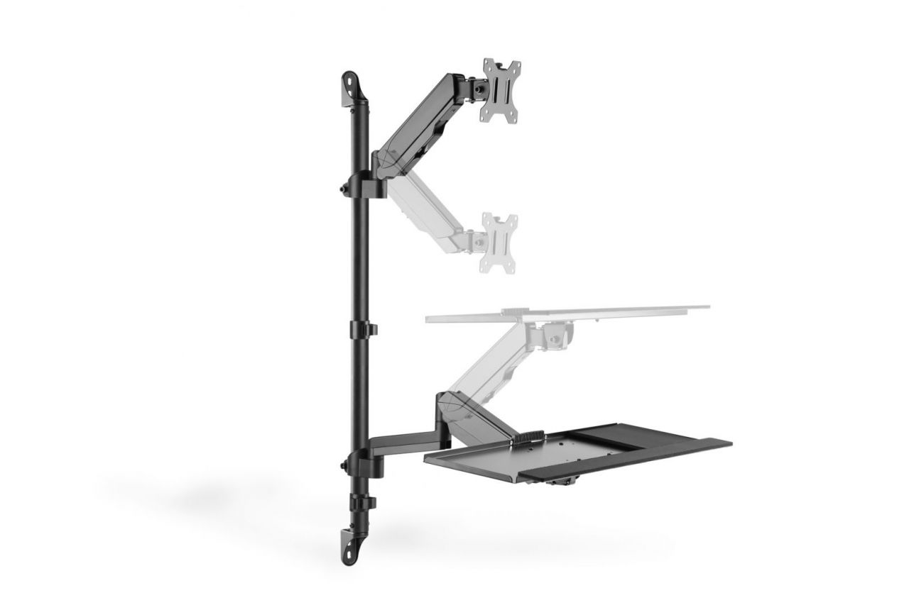 Digitus DA-90372 Flexible Wall-Mounted Stand/Sit Workstation Single Monitor Black