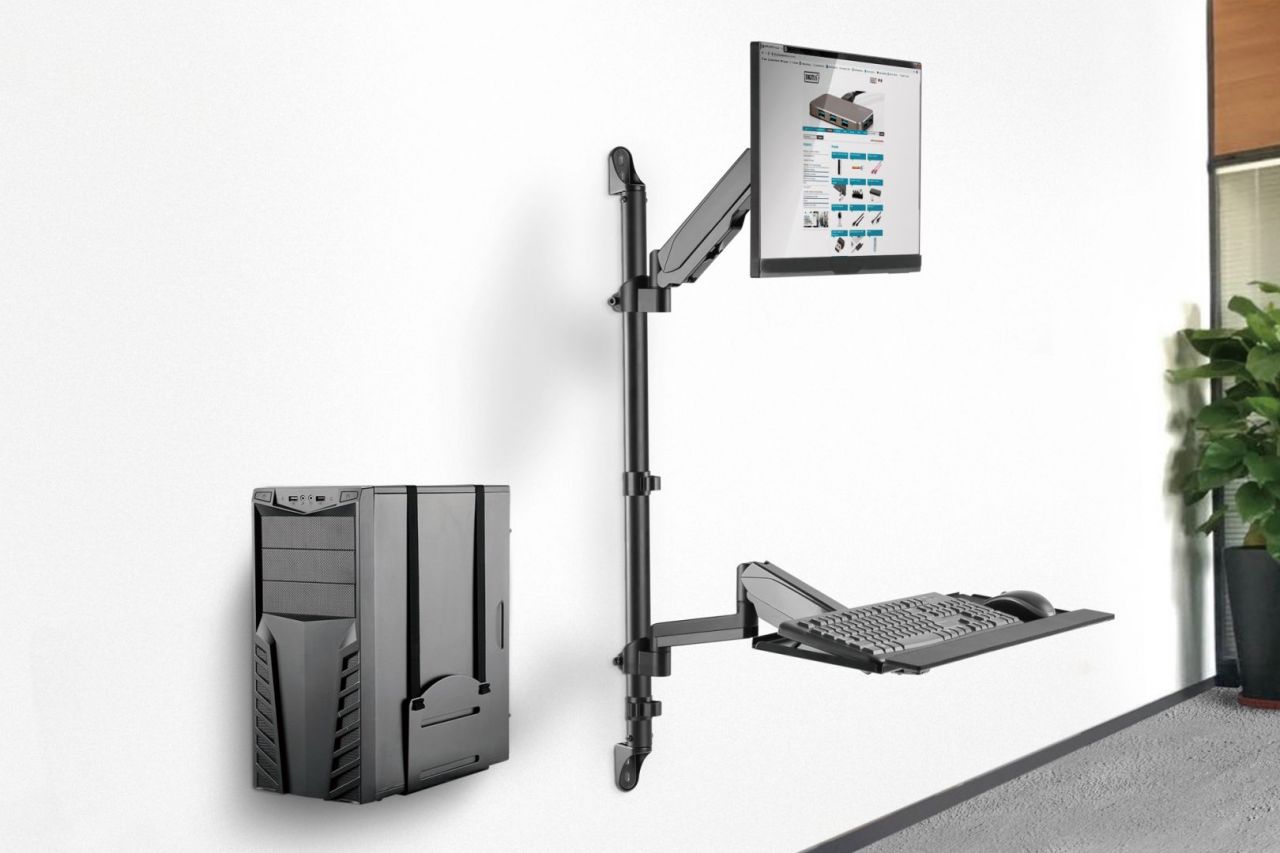 Digitus DA-90372 Flexible Wall-Mounted Stand/Sit Workstation Single Monitor Black