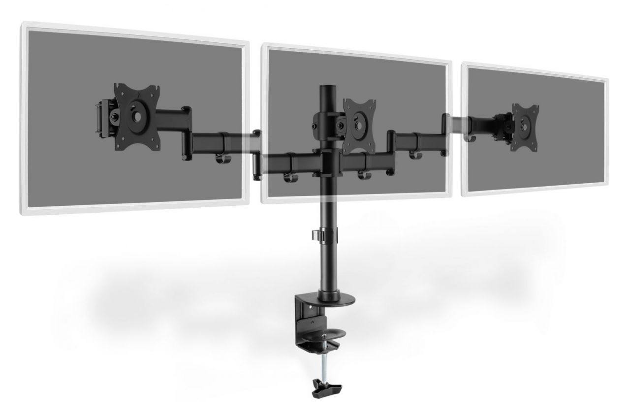 Digitus DA-90362 Universal Triple Monitor Stand With Clamp Mount Black