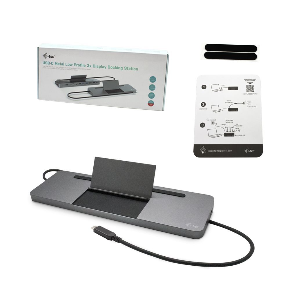 I-TEC USB-C Metal Ergonomic 4K 3x Display Docking Station+Power Delivery 85W Grey