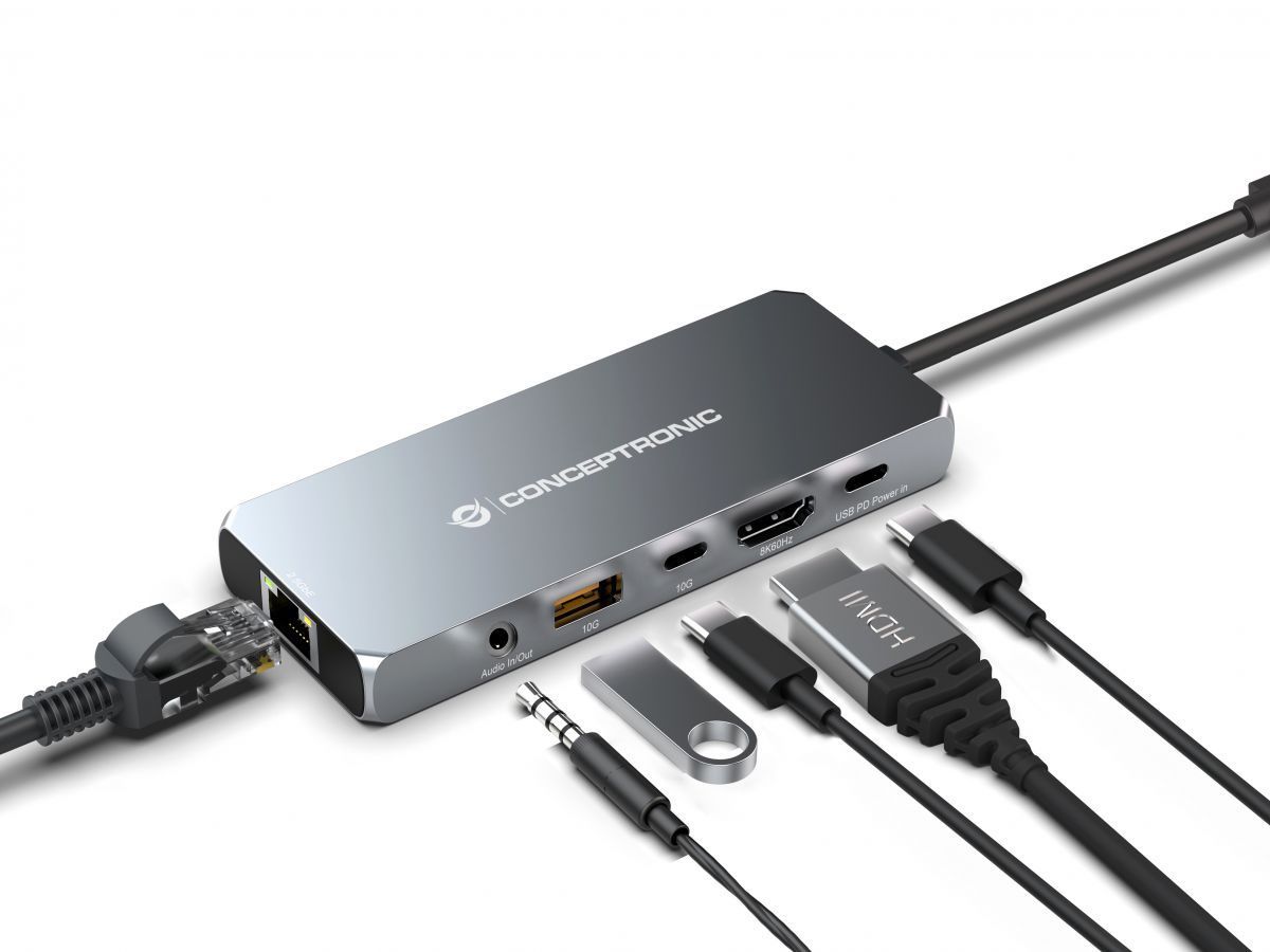 Conceptronic DONN22G 6-in-1 USB4 Docking Station Grey