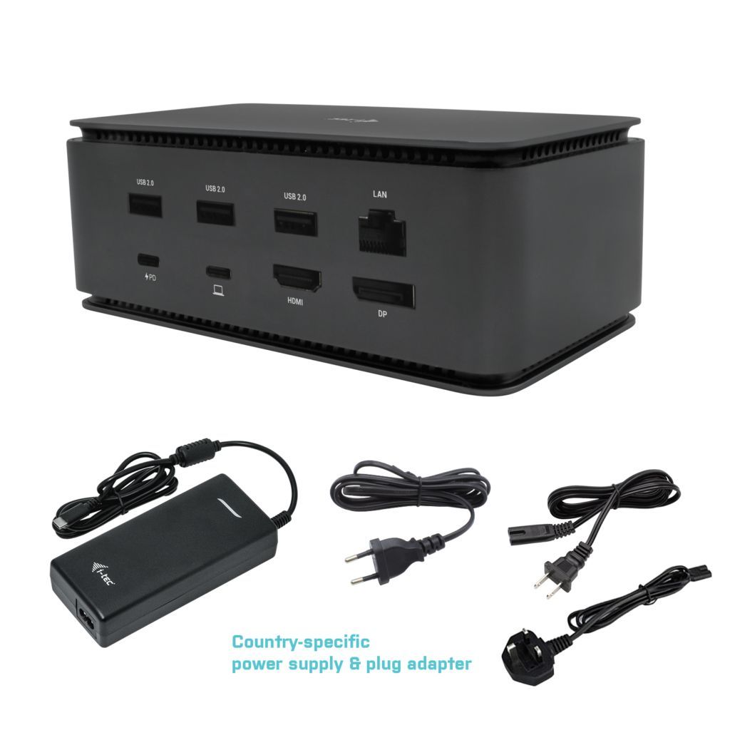 I-TEC USB4 Metal Docking station Dual 4K HDMI DP with Power Delivery 80 W + i-tec Universal Charger 112 W