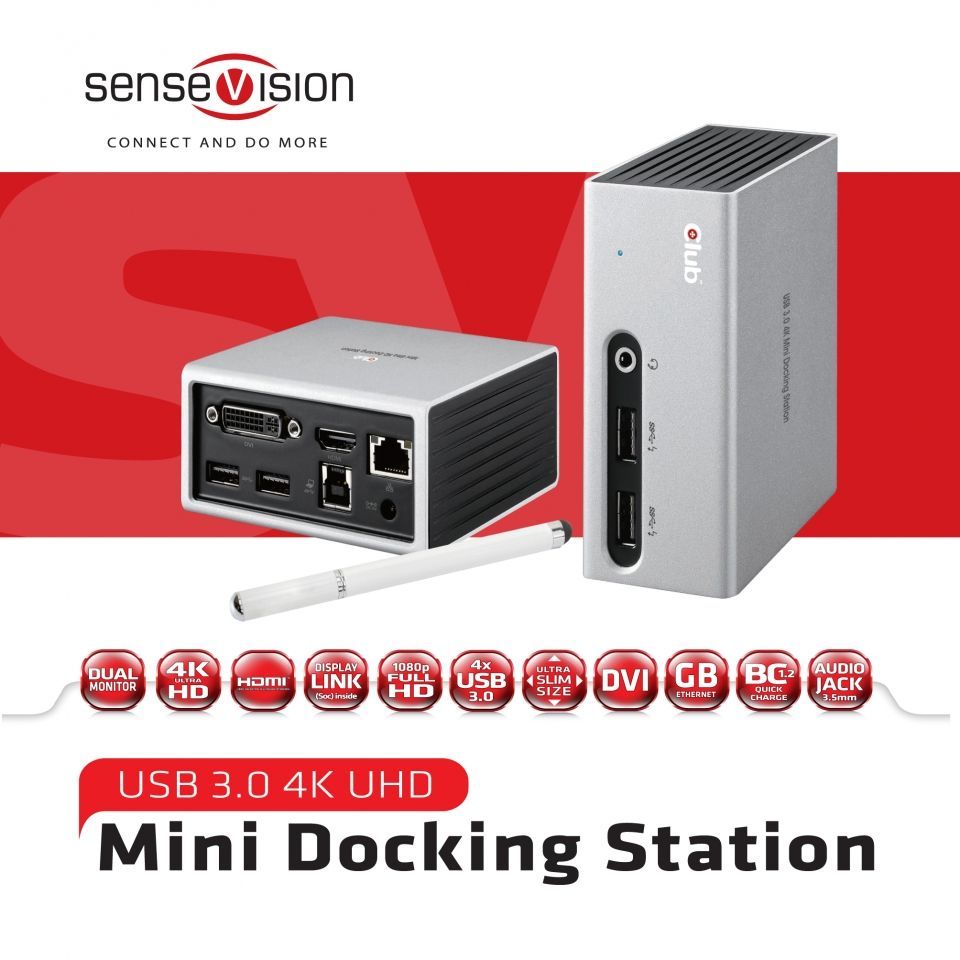 Club3D SenseVision USB 3.0 4K UHD Mini Docking Station