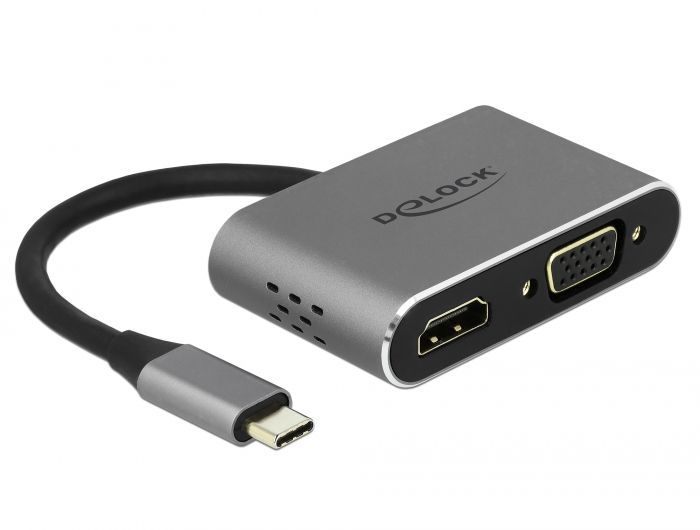 DeLock Type-C Adapter to HDMI and VGA with USB 3.0 Port and PD