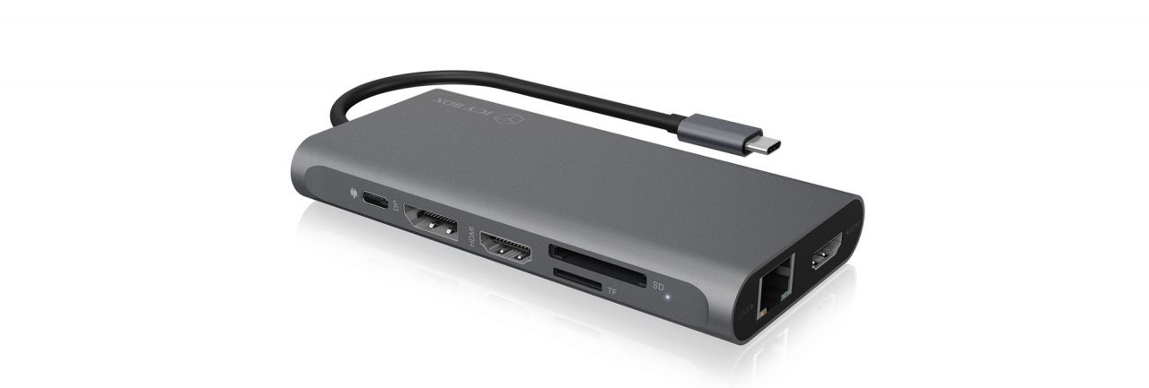Raidsonic IcyBox IB-DK4050-CPD USB Type-C DockingStation with triple video interface Silver