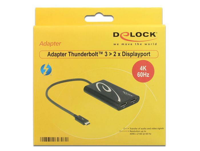 DeLock Adapter Thunderbolt 3 male > 2x DisplayPort female 4K 60Hz