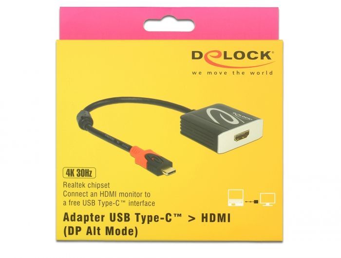 DeLock USB Type-C male > HDMI female (DP Alt Mode) 4K 30Hz adapter Black