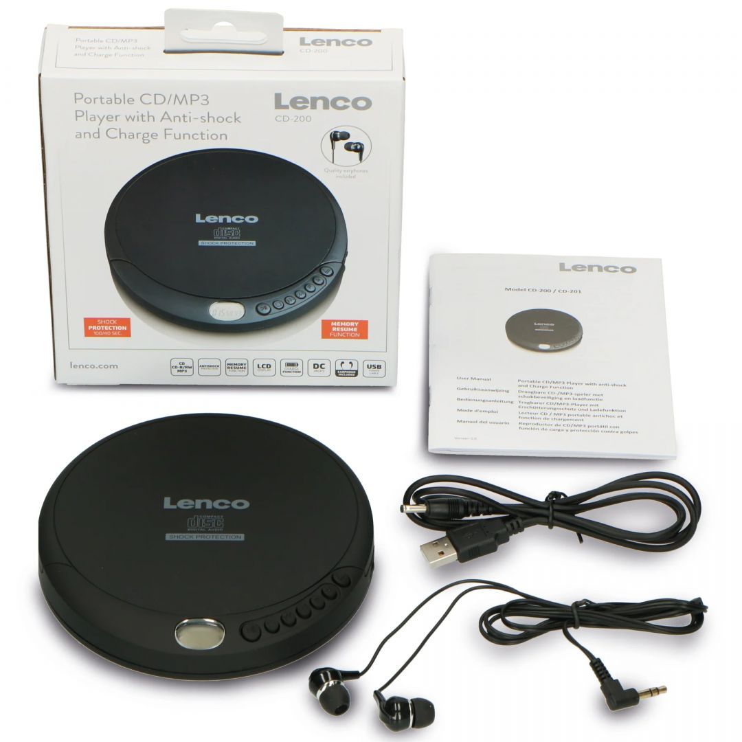 Lenco CD-200 Portable CD-Player with Anti-shock Black