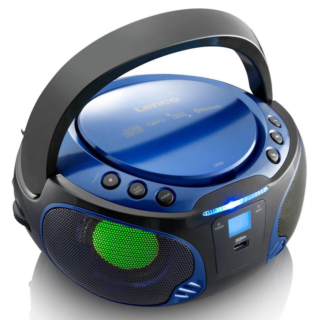 Lenco SCD-550BU Portable FM radio CD/MP3/USB/Bluetooth player with Led lighting Blue
