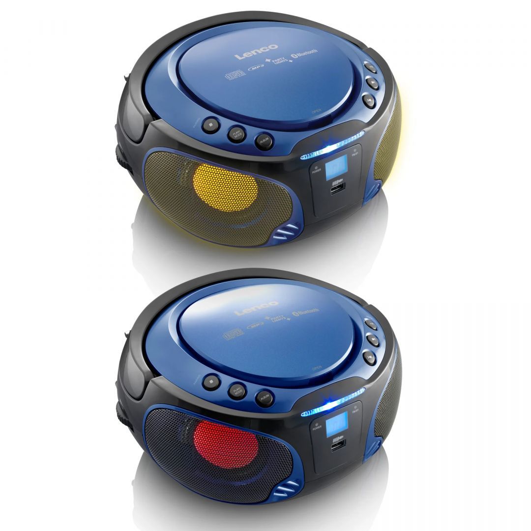 Lenco SCD-550BU Portable FM radio CD/MP3/USB/Bluetooth player with Led lighting Blue