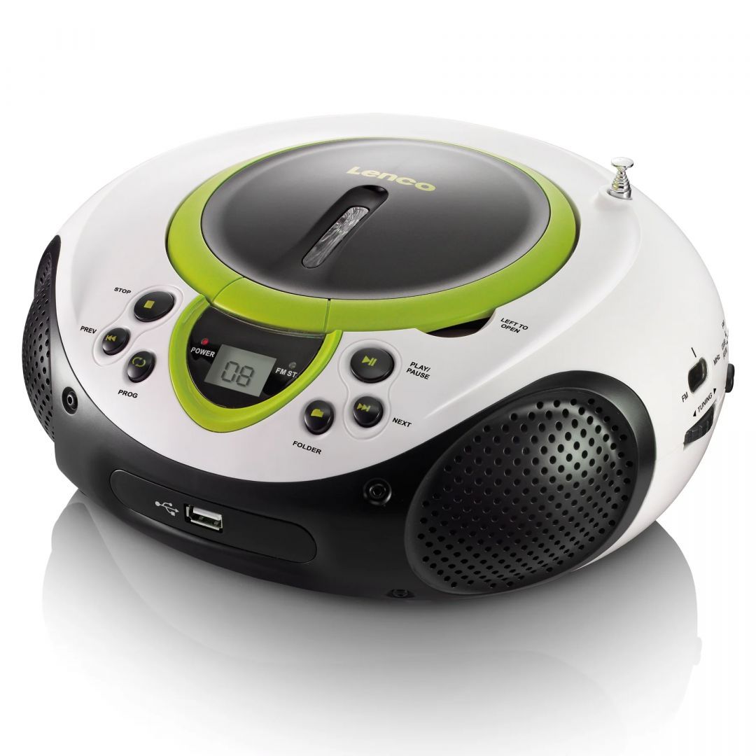 Lenco SCD-38 USB Portable FM radio CD and USB player Green