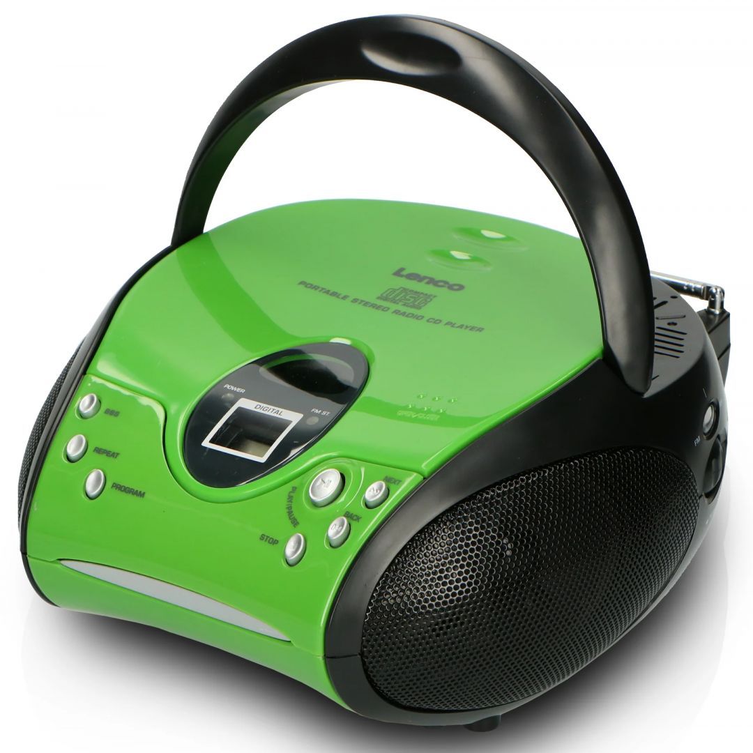 Lenco SCD-24 Portable stereo FM radio with CD player Green/Black