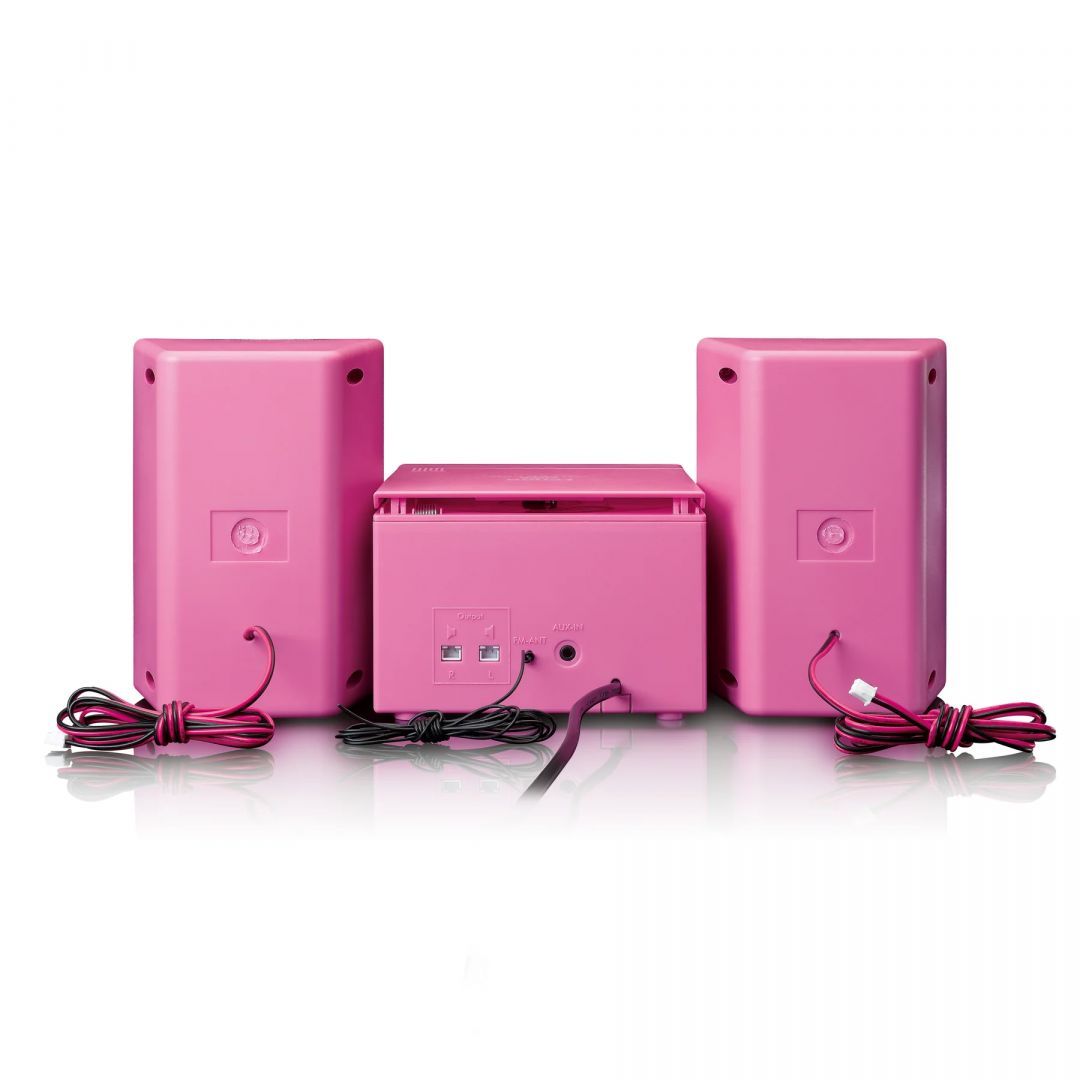 Lenco MC-013PK Stereo System with FM radio and CD player Pink