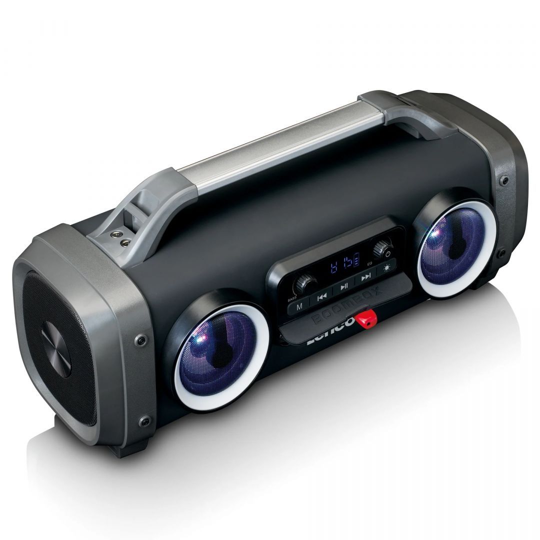 Lenco SPR-100 BK splash proof Bluetooth speaker FM radio USB and SD with Light effects Black