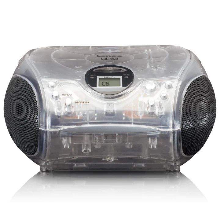 Lenco SCD-24TR portable stereo FM radio with CD player Transparent