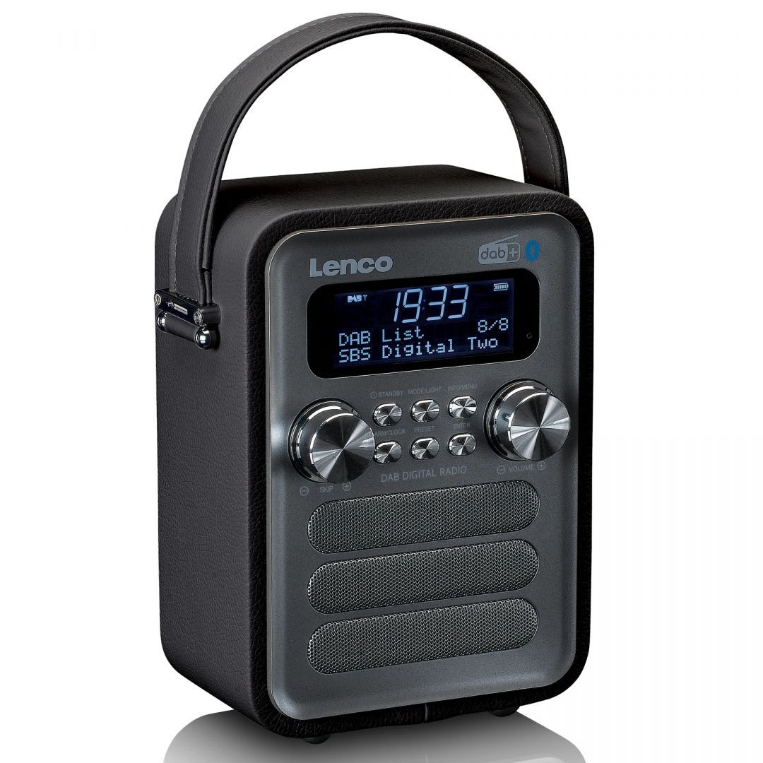 Lenco PDR-051BKSI portable DAB+ FM radio with Bluetooth and aux-input rechargeable battery Black