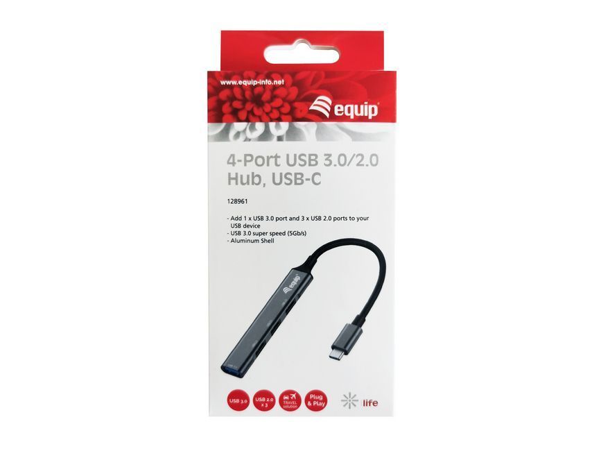 EQuip 4-Port USB 3.0/2.0 Hub USB-C Grey