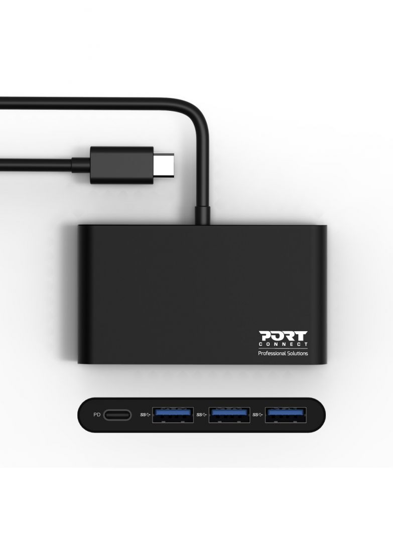 Port Designs Hub Type-C To 3x USB3.0 + Type-C Black