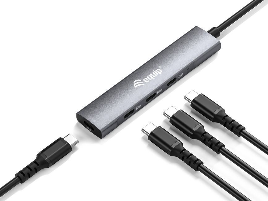 EQuip 4-Port USB 3.2 Gen1 USB-C Hub Grey