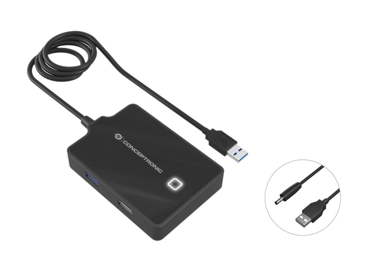 Conceptronic 4-Port USB 3.0/2.0 HUB Black