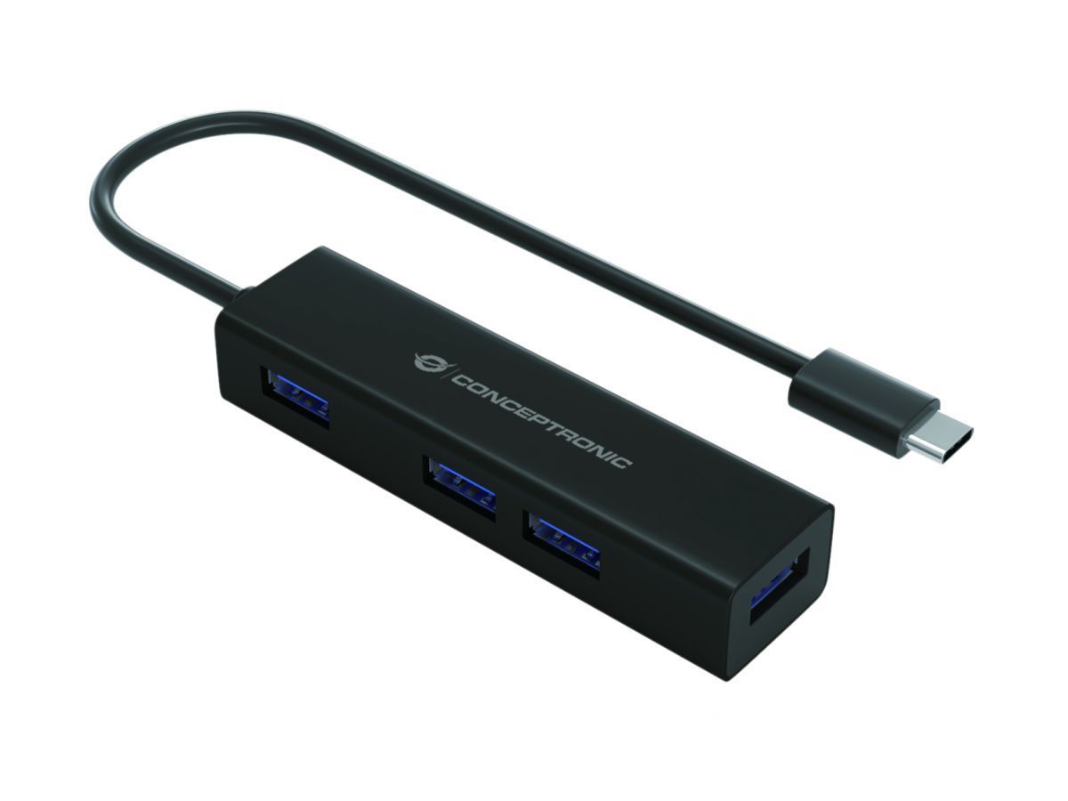Conceptronic 4-Port USB-C HUB Black