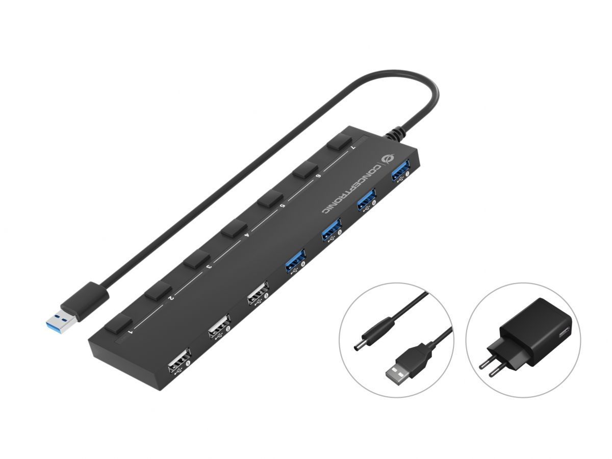Conceptronic 7-Port USB 3.0/2.0 HUB Black