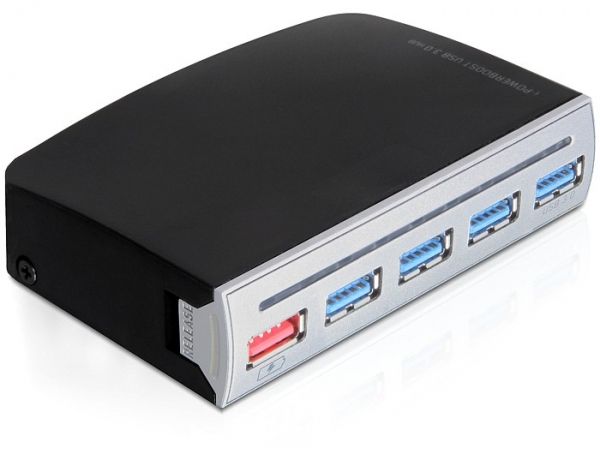 DeLock USB 3.0 HUB 4 port, 1 port USB power, külső vagy 3.5", külső táppal