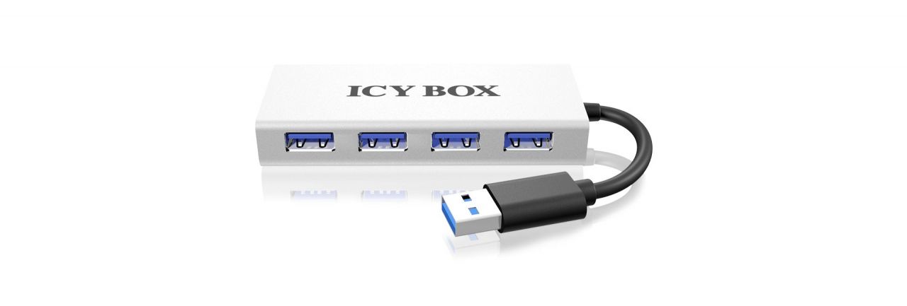 Raidsonic IcyBox IB-AC6104 4 port USB3.0 Hub in an elegant aluminum enclosure Silver