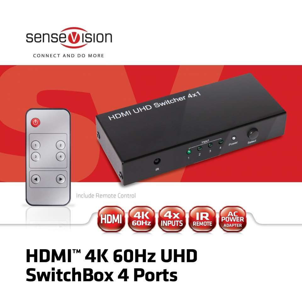 Club3D SenseVision HDMI 2.0 UHD 4 port Switchbox