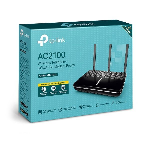 TP-Link Archer VR2100v AC2100 Wireless Telephony Modem Router Black