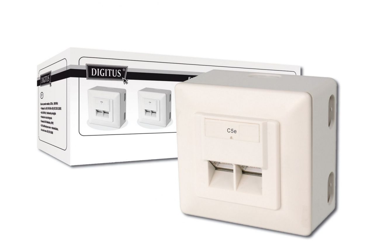 Digitus CAT 5e wall outlet, shielded, 2x RJ45