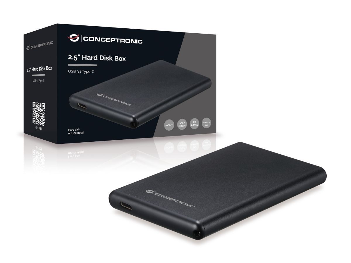 Conceptronic 2.5" USB 3.2 SATA HDD/SSD Enclosure Black