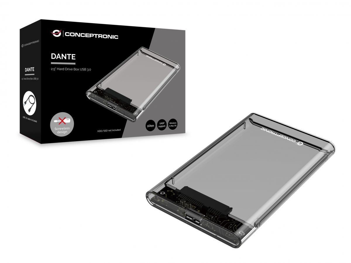 Conceptronic 2,5" USB 3.0 SATA HDD/SSD Enclosure Transparent