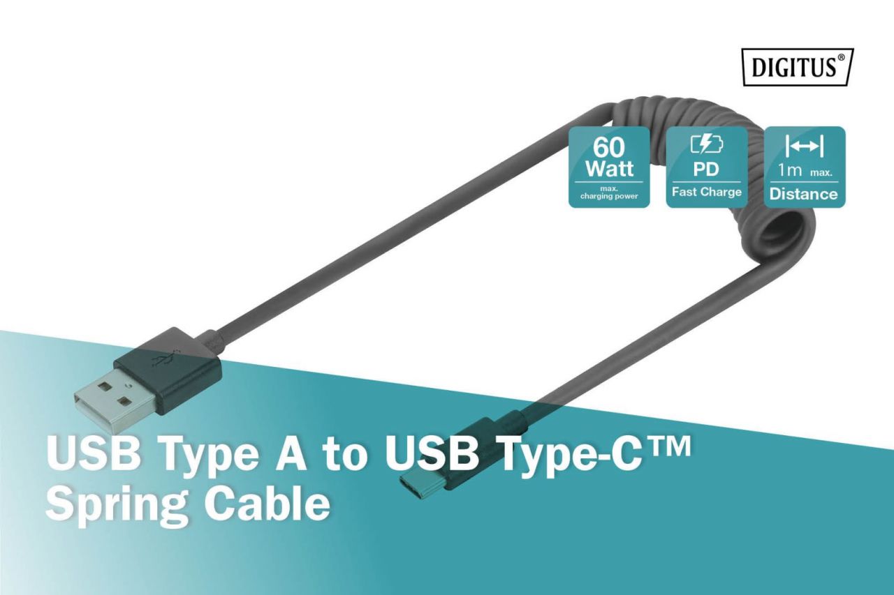 Digitus USB 2.0 Type-C cable 1m Black