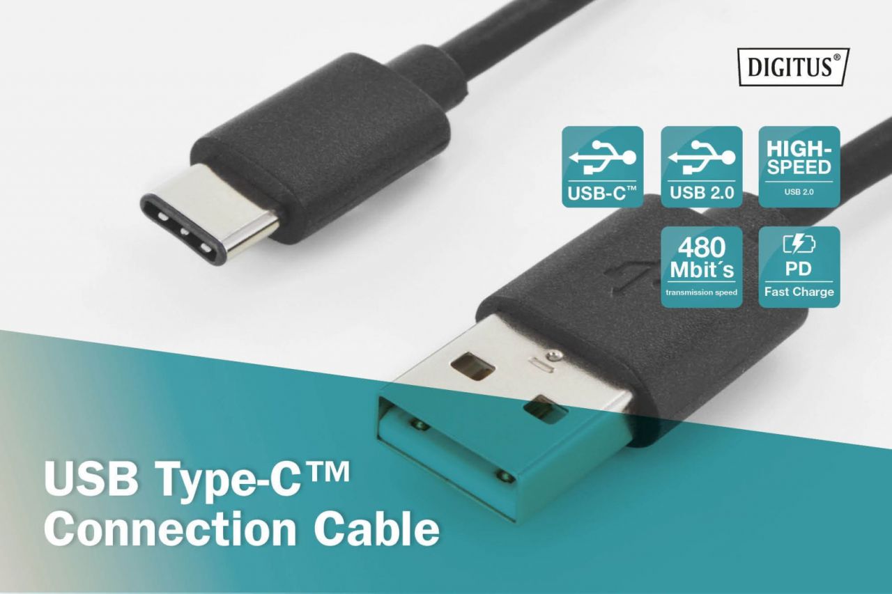Digitus USB Type-C Connection Cable 1,8m Black