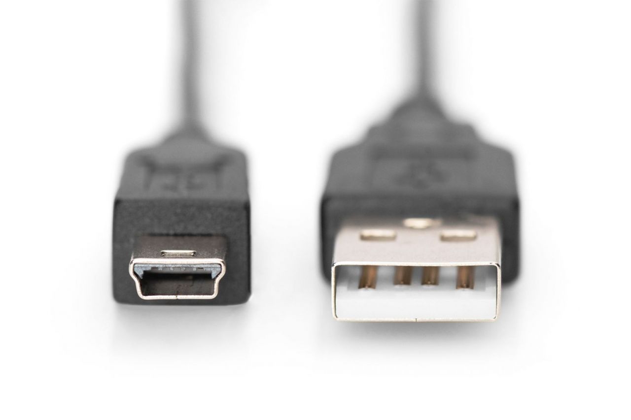 Digitus USB 2.0 connection cable type A-mini B 3m Black