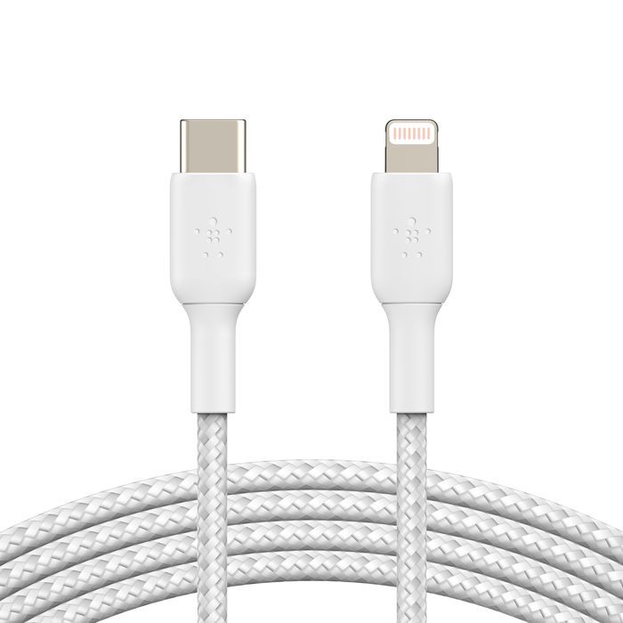 Belkin BoostCharge Braided USB-C to Lightning Cable 1m White