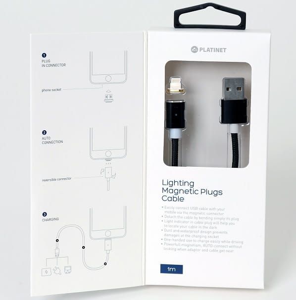 Platinet Lightning to USB Magnetic Plug Cable 1,2m Black
