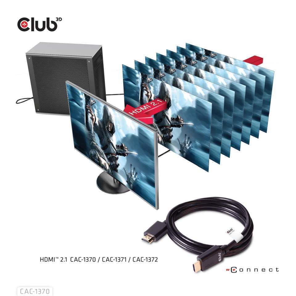 Club3D Ultra High Speed HDMI 4K120Hz, 8K60Hz Certified Cable 48Gbps M/M 1,5m Black