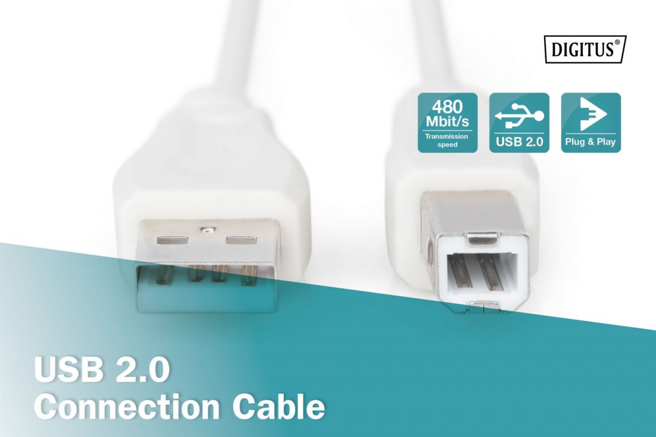 Assmann USB connection cable, type A - B 1,8m Beige
