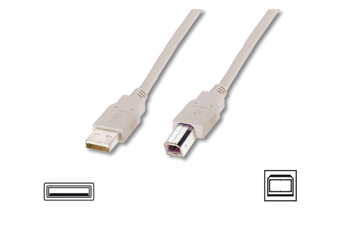 Assmann USB 2.0 connection cable, type A - B 5m Beige