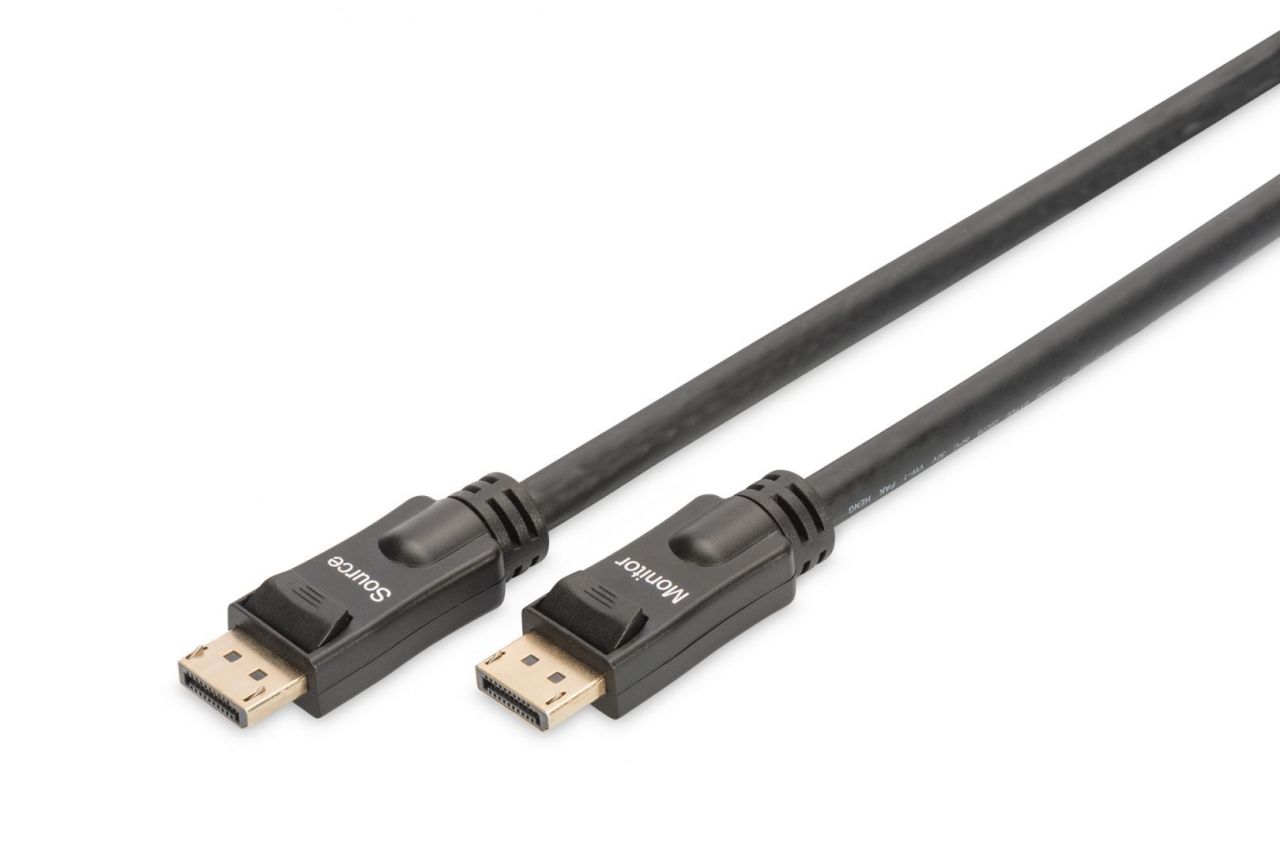 Assmann Displayport connection cable, DP, w/ amp. 15m Black