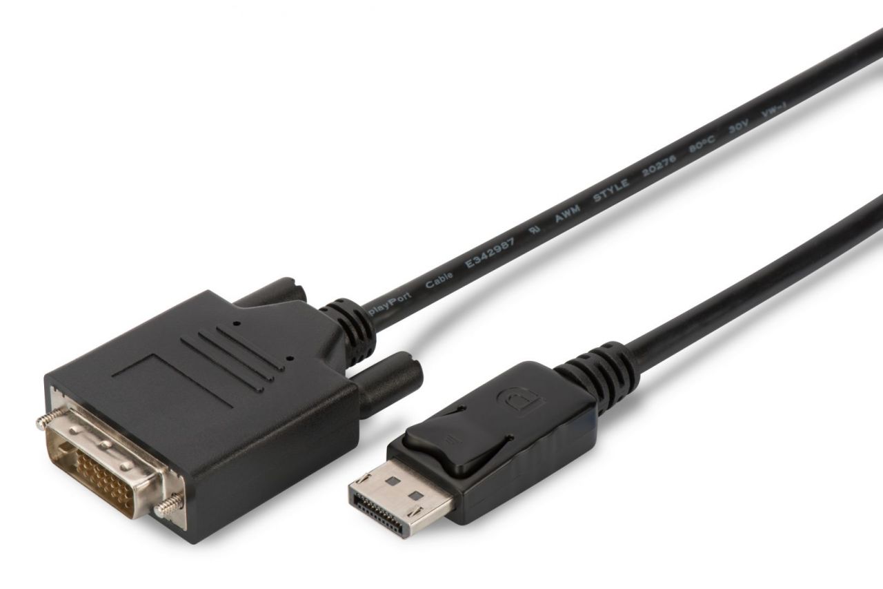 Assmann DisplayPort adapter cable, DP - DVI-D (Dual Link) (24+1) 1m Black