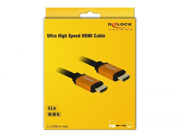 DeLock Ultra High Speed HDMI Cable 48 Gbps 8K 60 Hz 0,5m Black