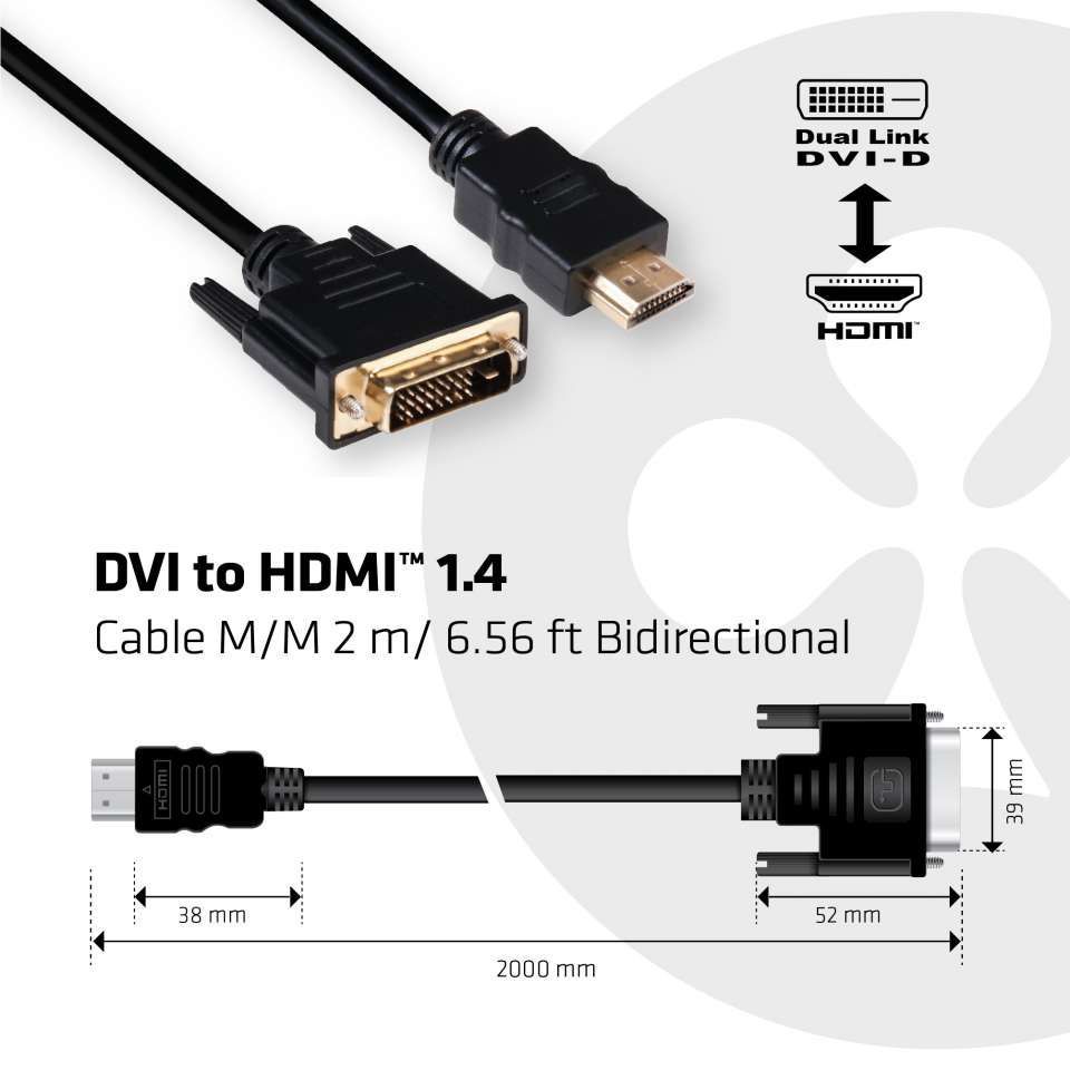 Club3D DVI to HDMI 1.4 M/M cable 2m Black