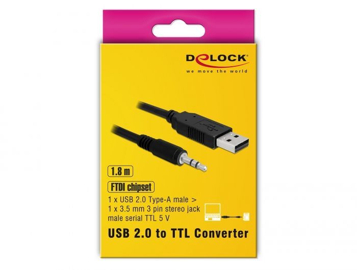 DeLock Converter USB 2.0 Type-A male to Serial TTL 3.5mm 3pin stereo jack 1,8m (5V)
